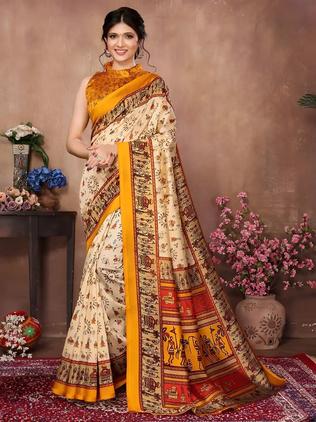 Women's Printed Trendy Art Silk Saree with Blouse Material.png